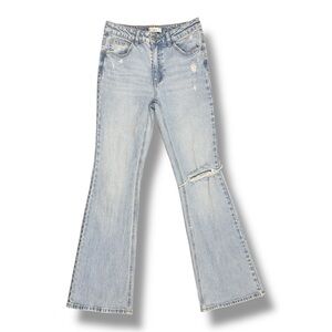 Mango Flare Light Wash Distressed Jeans